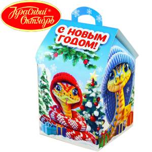 Сладкий подарок на Новый Год в картонной упаковке весом 600 грамм по цене 654 руб в Волгограде
